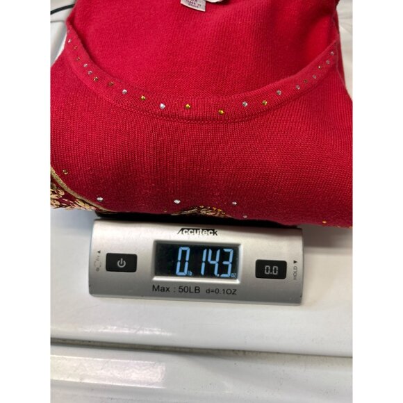 Quacker Factory 2X Red Long Sleeve Holiday Angel Embellished Sweater 60% Cotton - Picture 8 of 8